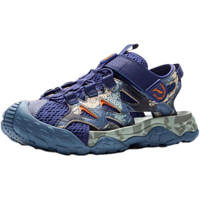 Li Ning Модные Универсальные Нескользящие Износостойкие Детские Сандалии с Низким Верхом Детские Сандалии Синие YKEV016-1