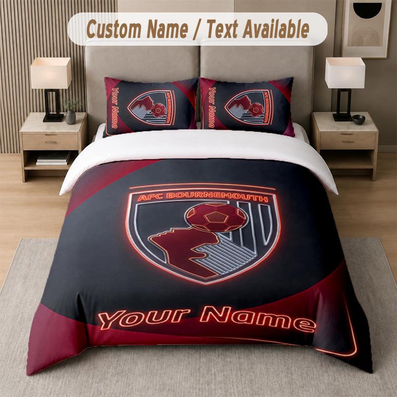 Bournemouth Football Design Bedding Set Custom Text 1 Duvet Cover & 2 Pillow Cases