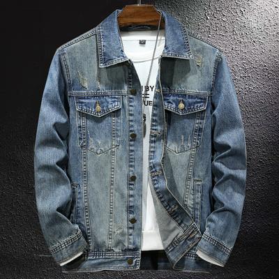 Весенняя модная брендовая джинсовая куртка Ruffian Handsome American High Street Универсальная мужская джинсовая куртка