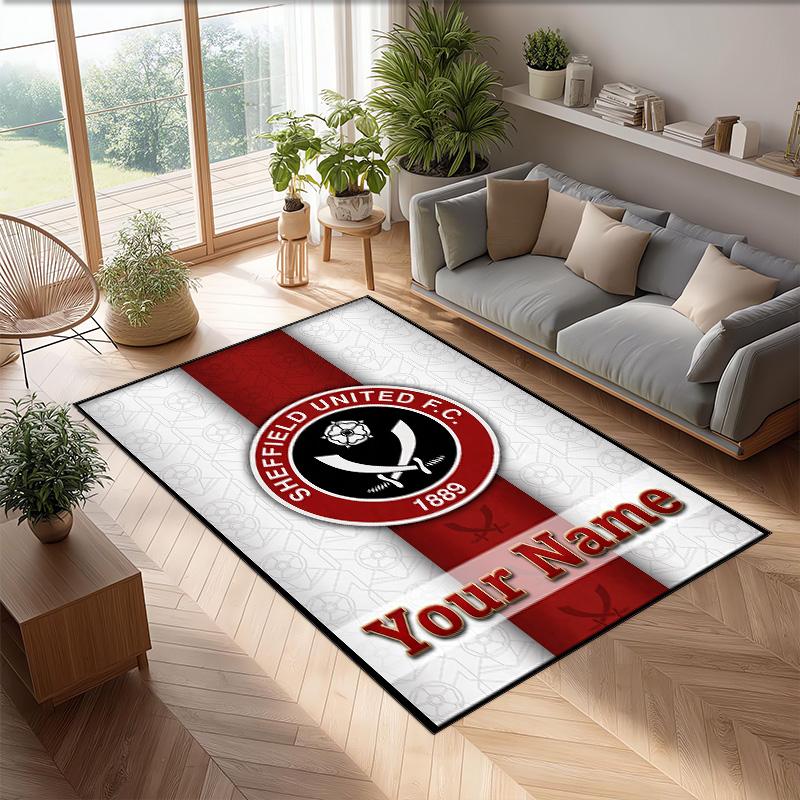 Sheffield United FC Printed Crystal Velvet Rug Non‑Slip Crystal Velvet Carpet For Sofa Bedroom Indoor Home Decoration