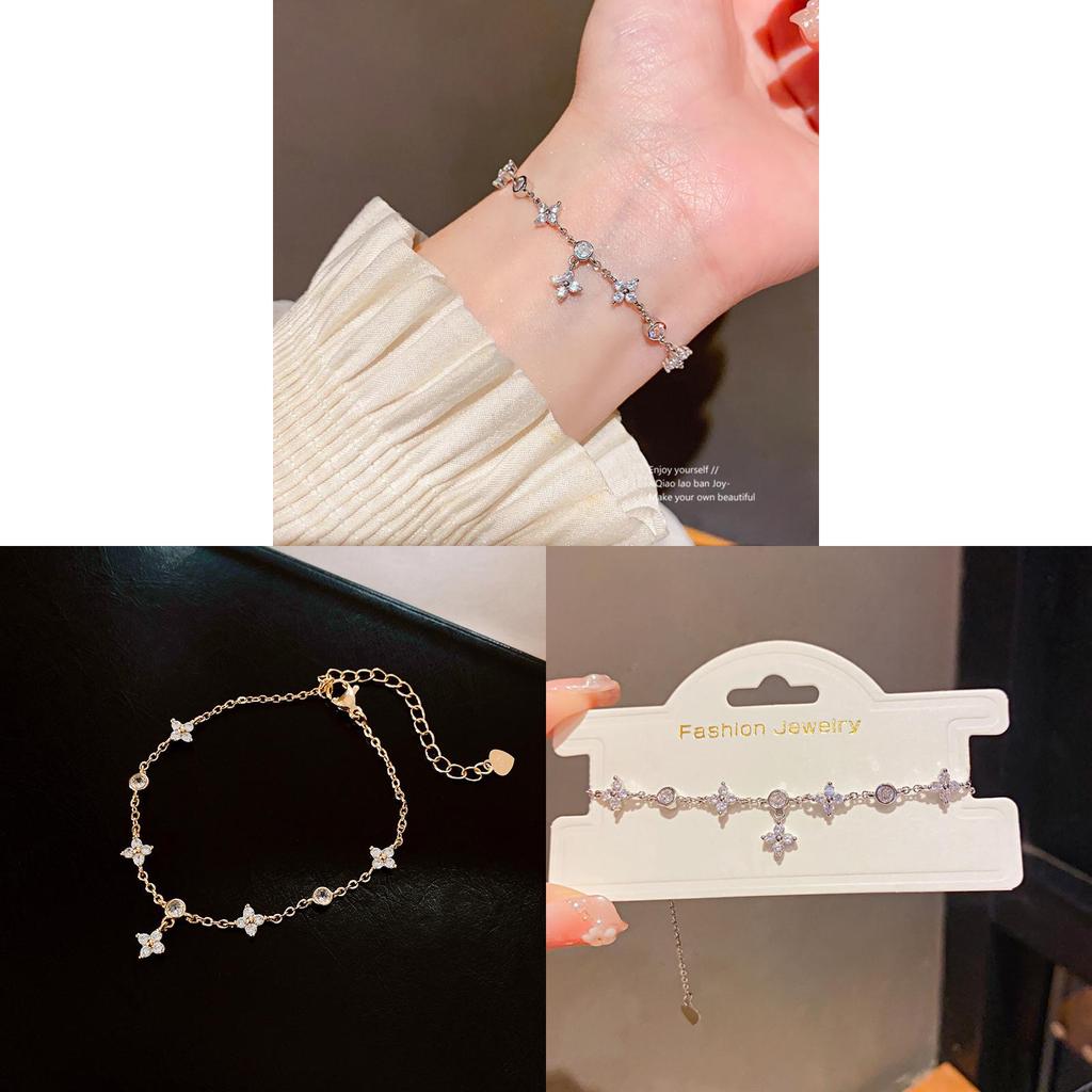 Натуральный браслет с цирконами в виде луны и звезд для женщин с мерцающими камнями и элегантным стилем
