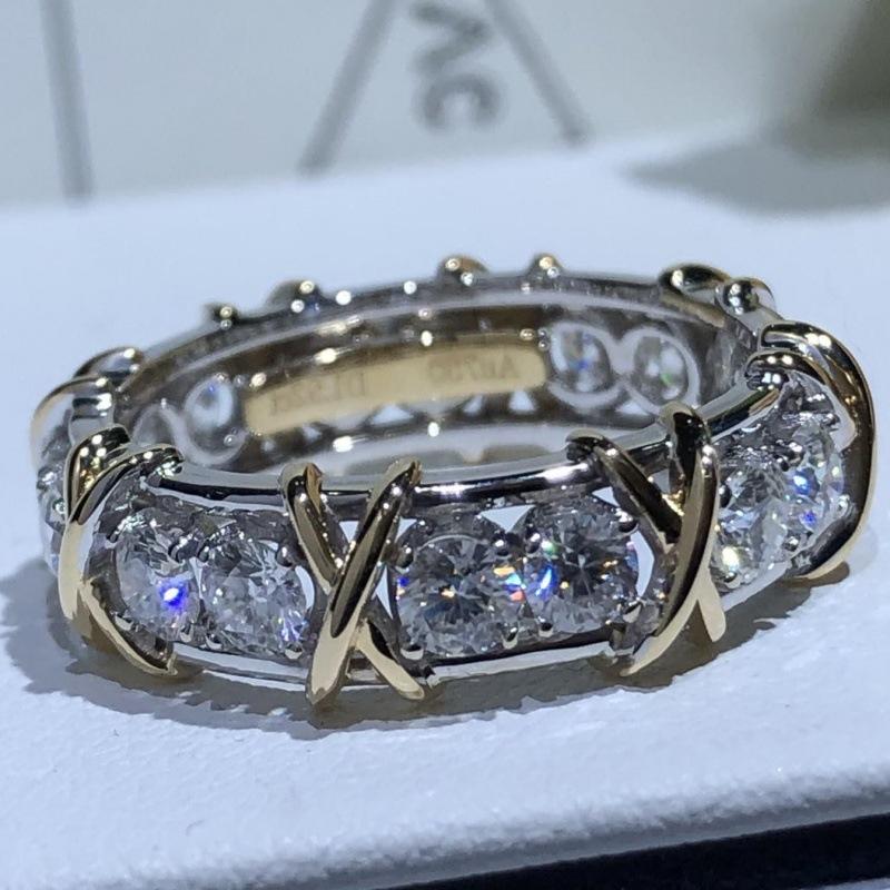 Кольцо для помолвки с бриллиантами Moissain Diamond Row, серебро, белое золото, крест, два цвета для мужчин и женщин