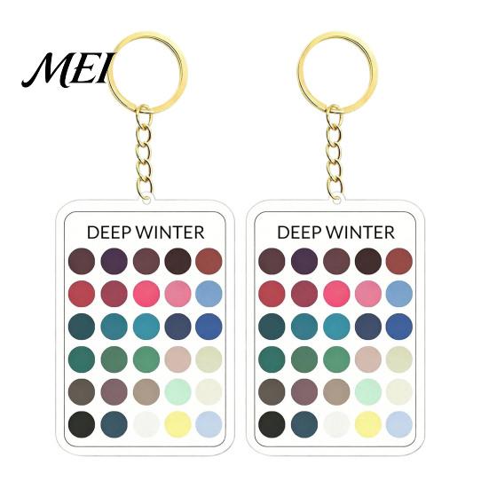 Makeup Color Guide 2Pcs Palette Keychain Pendant, Clear Acrylic Season Analysis Swatches Spring Summer Fall Winter Colors Keychain, Card, Gifts