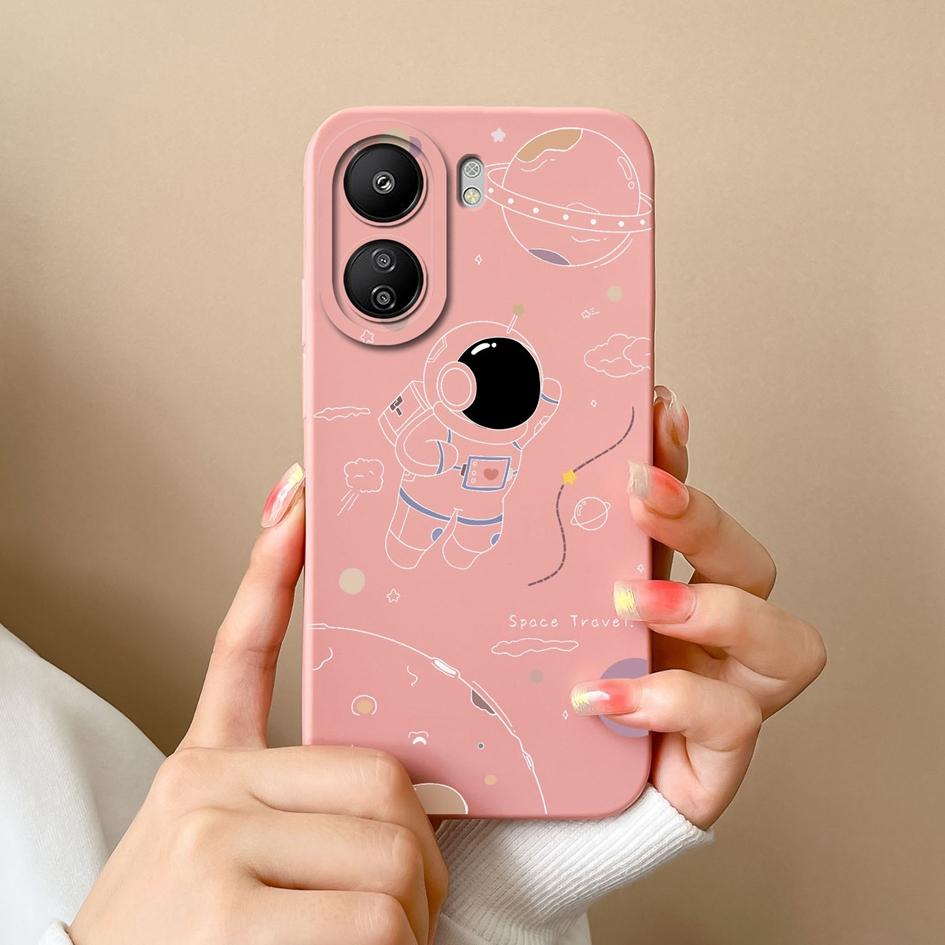 Для Xiaomi Redmi K70 Pro K70E 13C Note 13 Pro + K60 Ultra 13R задняя крышка Роскошный матовый жидкий силикон противоударный защитный бампер для астронавта