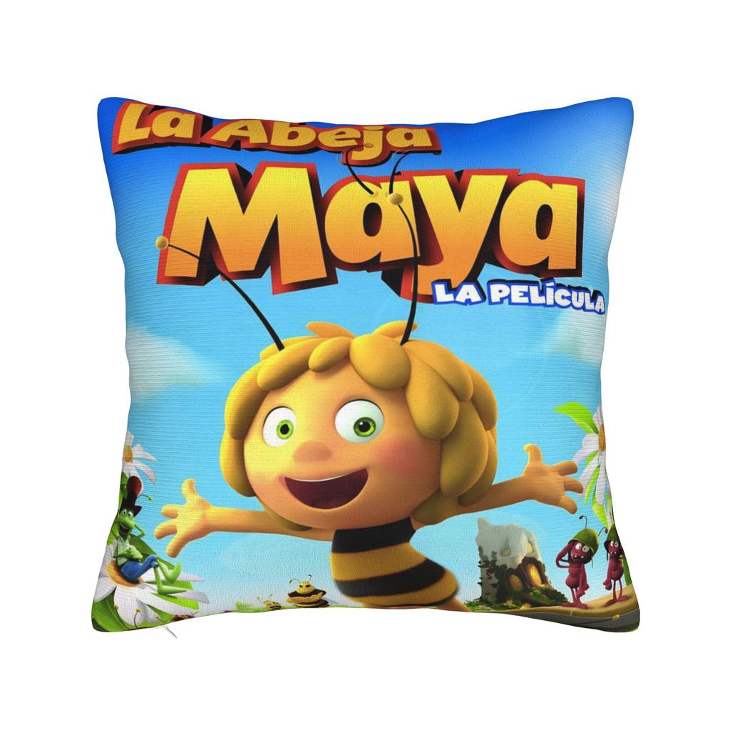 Maya The Bee With Flowers Cartoon Pillowcase Merch Soft Cushion Cover Gift Throw Pillow Case Cover Home Multi Size
