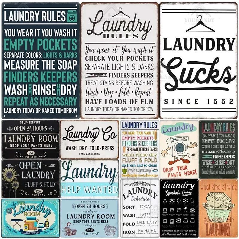 Laundry Sign Vintage Tin Sign, Metal Plaque, Retro Metal Sign, Wall Decor for Laundry Room