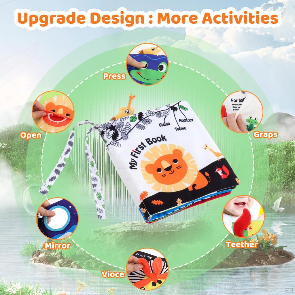 Baby Cloth Book, Soft Sensory Book High Contrast Books Preschool Learning Toys Activity