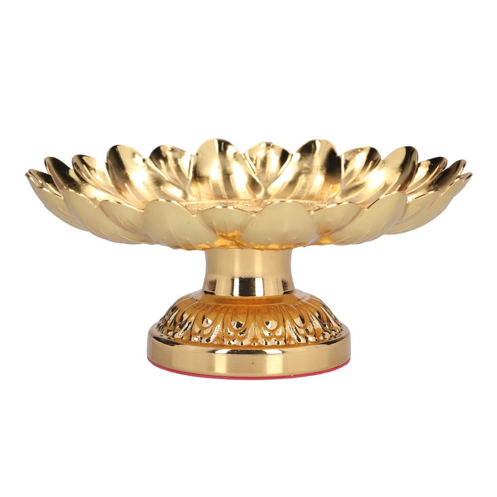 Golden Alloy Vintage Storage Tray Alloy Retro Carved Alloy Dish Household Fruit Storage