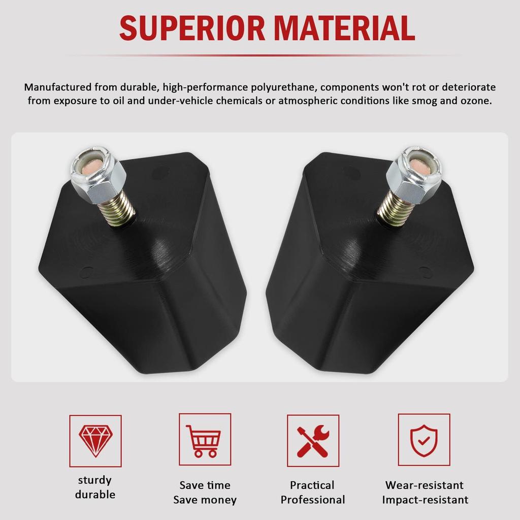 9.9136G Car Universal Bump Stop Set 2” Tall Suspensions for Overload Spring, Leaf Spring, Control Arms, Traction Bars, Axles