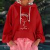 Женский рождественский принт, свободный повседневный худи с длинным рукавом и капюшоном