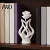 Space-saving Desk Decoration 3D Printed Rose Sculpture, Hollow Vase Floral Art Figurine with Matte Finish, Artistic Flower Sculpture Minimalist