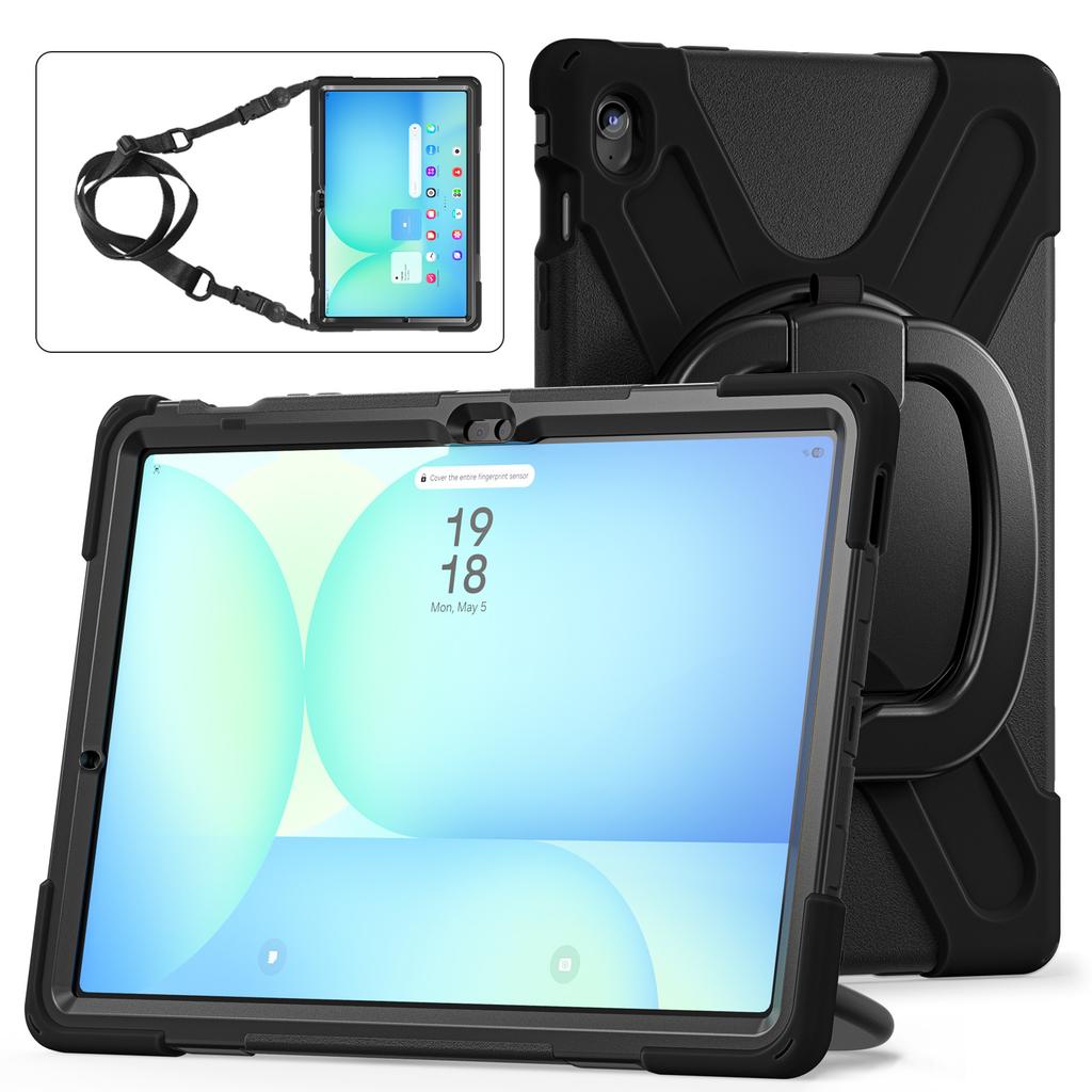 360 Rotating Kids Case for Samsung Galaxy Tab S10 FE Plus 2025 13.1 Inch SM-X620 SM-X626B Armor Stand Cover with Shoulder Strap
