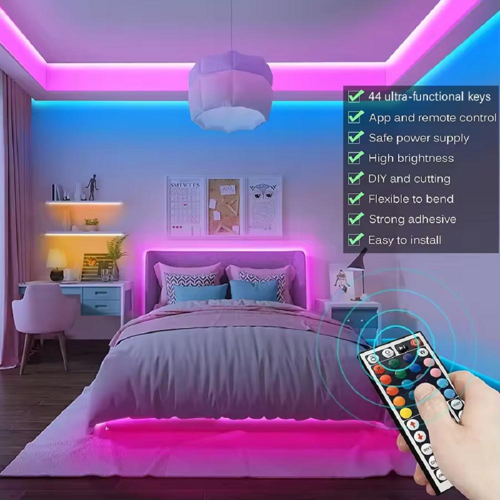 RGB Светодиодная лента 5м 10м 20м 30м Светодиодный свет для комнаты с управлением через приложение Гибкая лента Luces Led Лента для украшения комнаты спальни