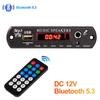 DC 12V 20V Bluetooth 5.3 MP3 Decoder Board Hands-free Car Audio Microphone Clock Display USB TF FM Radio Mp3 Music Player Speaker with Remote Control