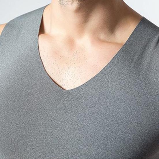 Men Winter Seamless Thermal Vest V-neck Sleeveless Thermal Underwear Thickened Elastic Slim Fit Bottoming Shirt Thermal Tops