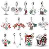 Медные Рождественские Шармы Подходят для Оригинального Браслета-Браслета Женский Подвеска Дерево Санта Клаус Снежинки Подвески Для Рождественского Подарка