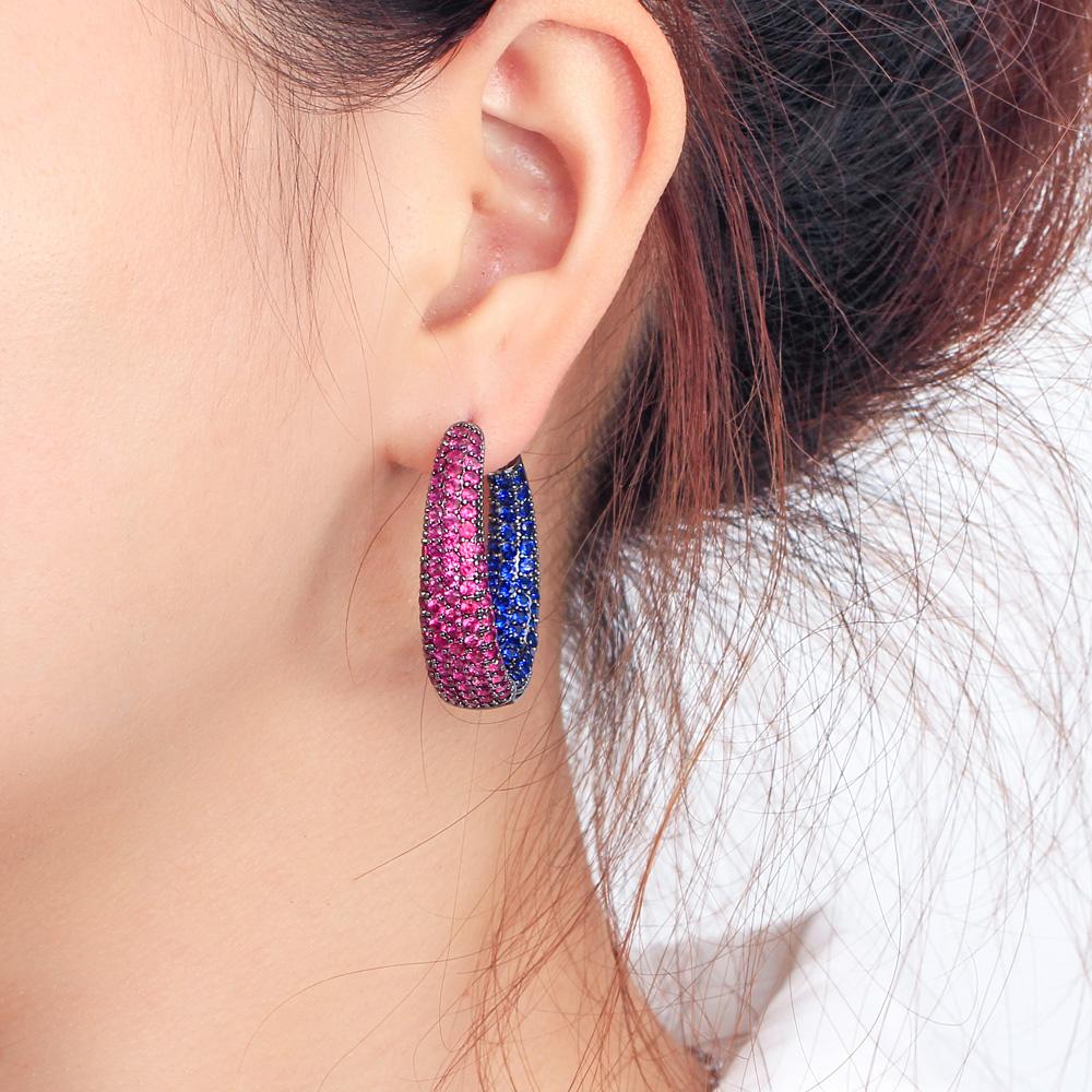 CMM Роскошные красные, синие циркониевые серьги, большие круглые серьги-кольца, ювелирные изделия для помолвки и вечеринки, подарок для женщин