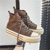 Suede High Top Casual Sneakers for Men Vintage Brown Ankle Boots Thick Sole Men's Shoes Trend Lace-up High Top Mens Sneakers