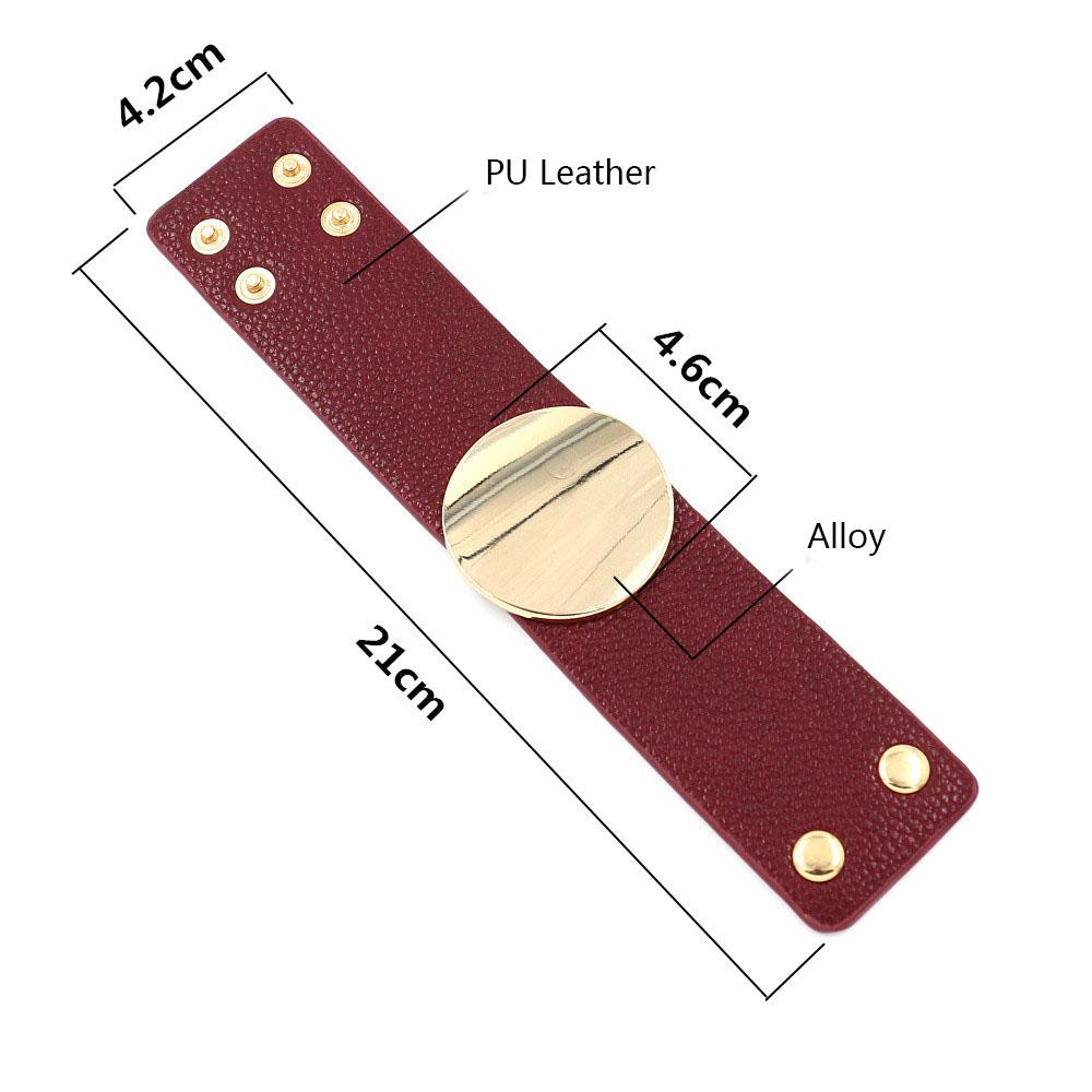 Новые модные кожаные браслеты с подвесками для женщин и мужчин, круглые металлические пластины в стиле панк, широкие манжеты, ювелирные изделия для вечеринок в стиле рок-клуб