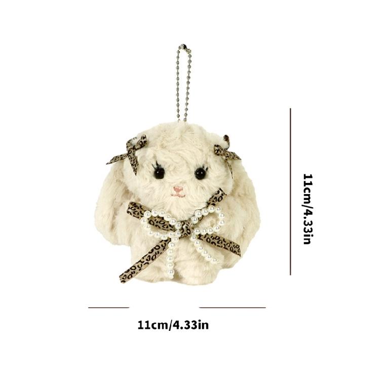 Брелок-кролик с длинными ушами и бантом Плюшевая игрушка Держатель для ключей Стильный аксессуар для студенческой сумки Подарок для девочек и подростков