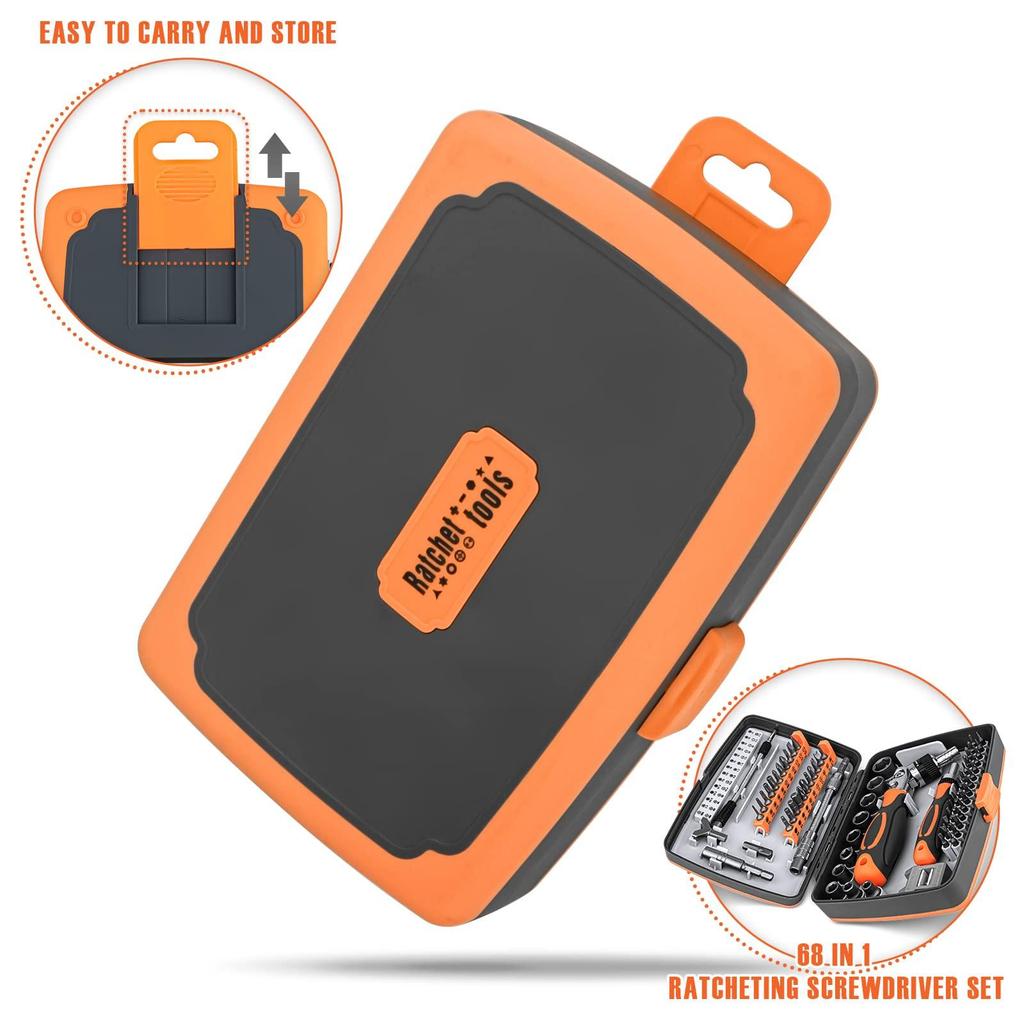 Ratchet Screwdriver 68 In 1 Socket Set and Magnetic Screwdriver Bit Set for Computer/Bike/Car/Electronics Maintenance