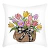 Fashionable Spring Flower Spring Elements Pillow Cover Linen Flower Cushion Pillow Cover