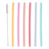 6pcs Portable Reusable Environmentally Friendly Silicone Drinking Straw with Cleaning Brush Set