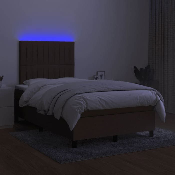 Sommier tapissier avec matelas - Maison Exclusive - Marron foncé - 120x190 cm - Bande LED