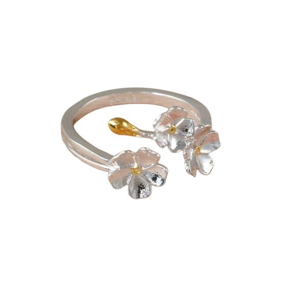 Женское открытое кольцо с цветком, регулируемое, гладкое, полированное, в стиле ретро, ​​легкое, для свиданий, ежедневного выпускного вечера