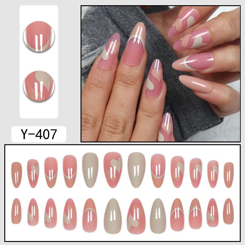 Short Press-On Nails Set With Floral Design Minimalist False Women Wearable Nail Tips In Multiple Colors