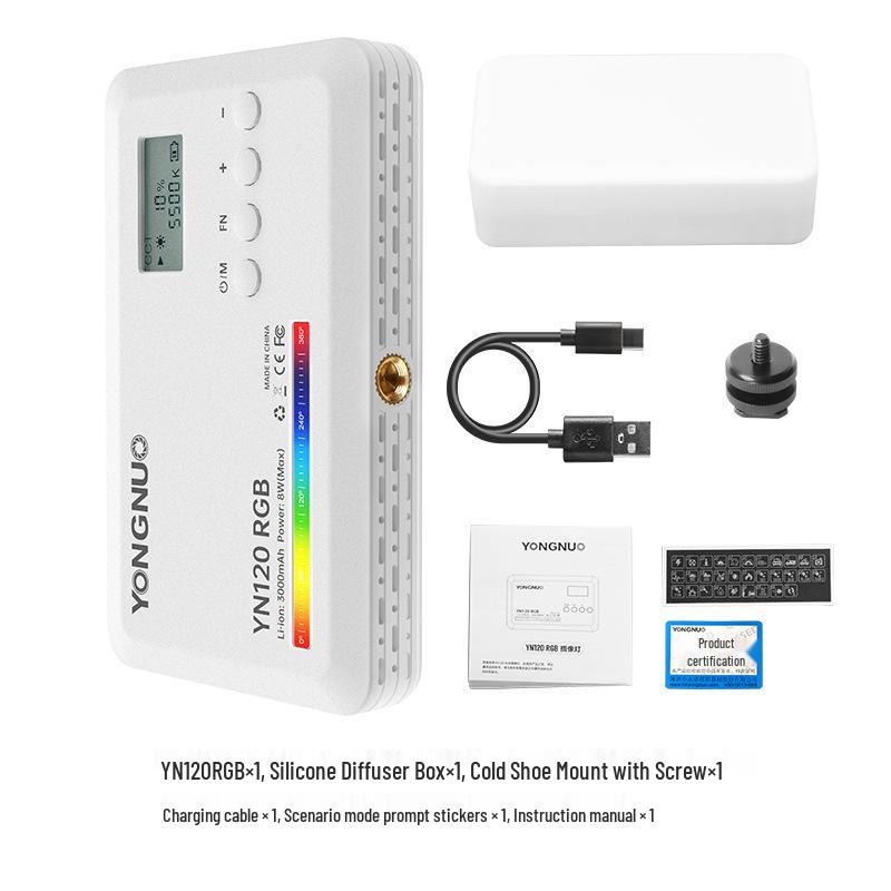 Yongnuo YN120RGB Портативный RGB карманный свет с регулируемой цветовой температурой для прямых трансляций, заполняющего света, влогов и создания атмосферы