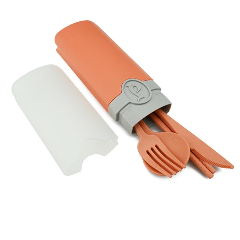 Портативные дорожные наборы посуды, 5 шт., вилка, ложка, нож, набор палочек для еды с футляром, экологически чистый набор столовых приборов для кемпинга