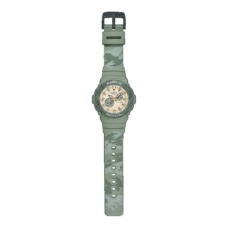 Casio Женские часы Baby-G, смола, 100 м водостойкость, аналоговые, ударопрочные, кварцевые, BGA-275M-3A