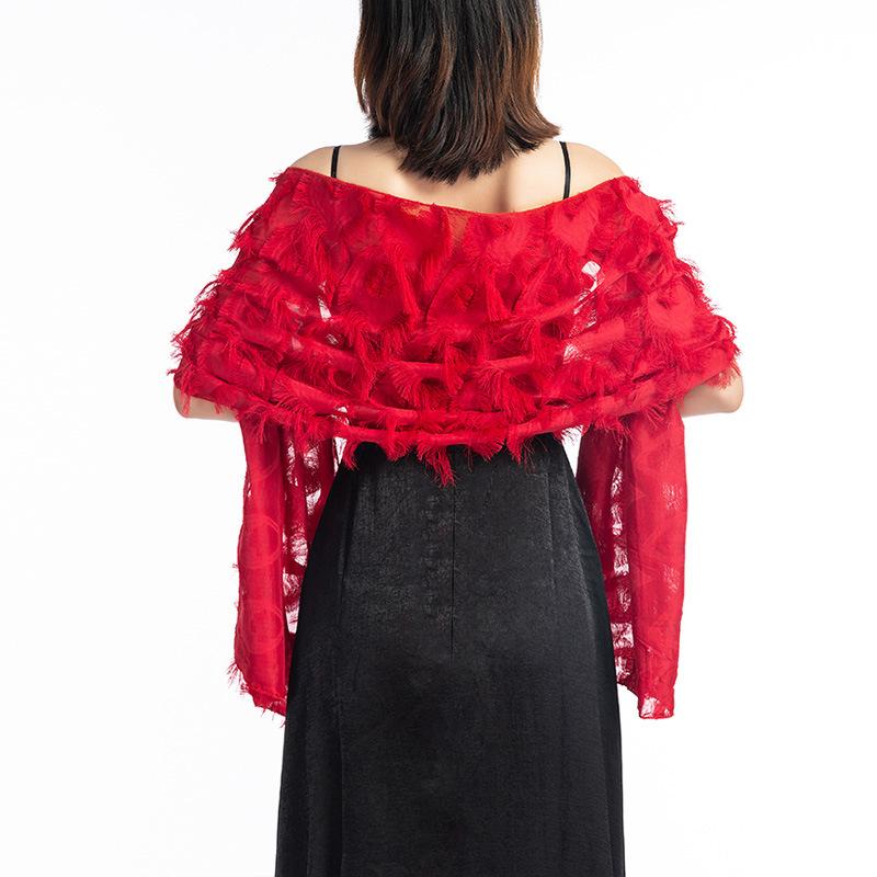 Женские шали и накидки с бахромой для вечернего платья, кружевной шарф из пашмины для костюмированной вечеринки
