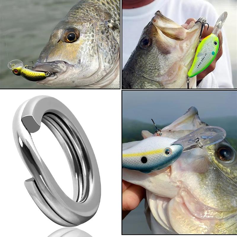 Flat Stainless Steel Lure Three Hook Connector Improved Strength Steel Ring for Multiple Fishing Applications