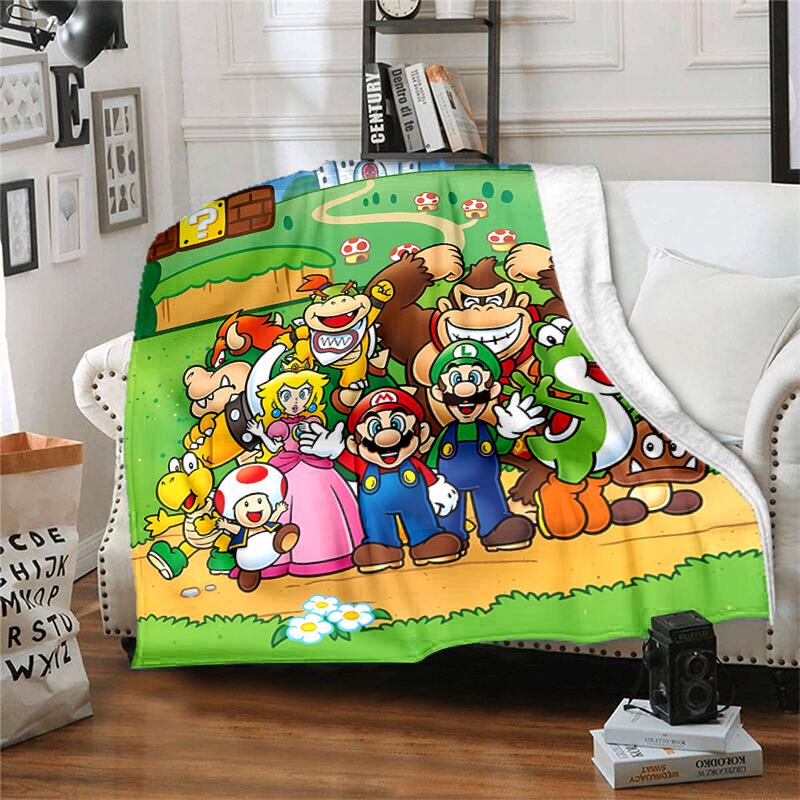 1pc Blanket Super Mario1 Print Design, Lightweight Blanket for Sofa, Bed- Soft &Warm, Gift for All Seasons like Christmas, Halloween