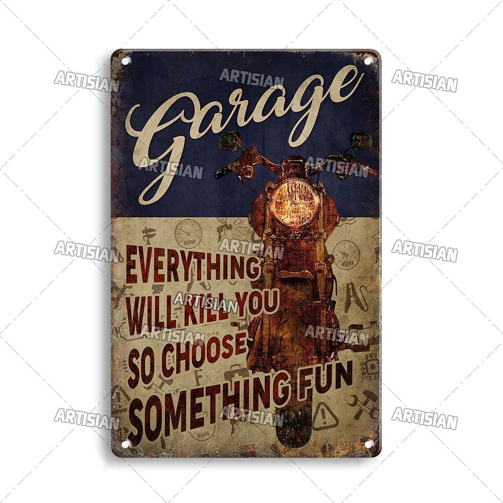 Артизанальный мотоцикл металлический знак мотоцикл жестяная пластина гоночный декоративная табличка езда настенный декор гараж бар паб клуб отель кафе