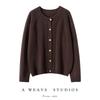 Womens 100% Cashmere Knit Cardigan Sweater Thick Round Neck Long Sleeve Winter Casual Office Wear