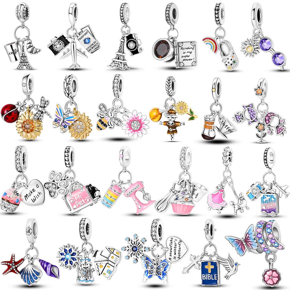 S925 Стерлингового Серебра Модный Шарм Подходит Оригинальный Браслет DIY Для Женщин Ювелирные Изделия Башня Цветок Подвеска Изысканные Подарки На День Рождения