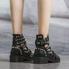 Women Fashion Rivet Belt Buckle Ankle Boot Student Casual Large Size Single Boot