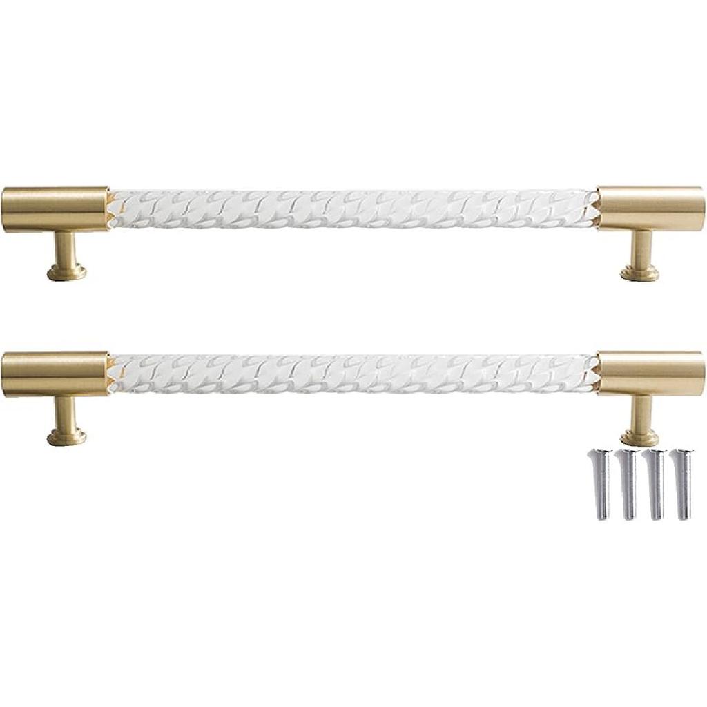 2 шт. Золотые мебельные ручки, прозрачные акриловые латунные мебельные ручки, Т-образная ручка для кухонной двери, шкафа, ящика комода, ручки-скобы, отверстие