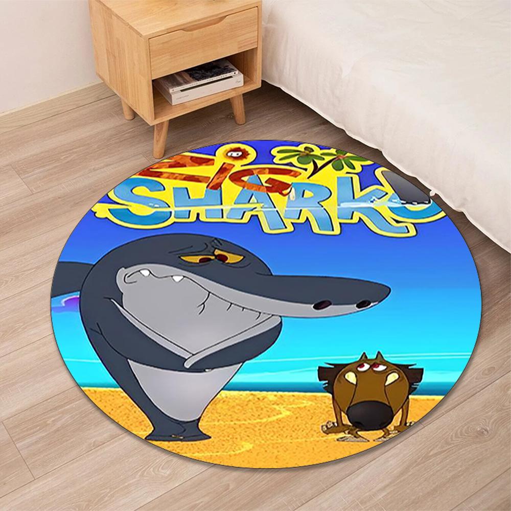 Zig & Sharko Printed Round Rug Carpet Chair Rug Area Rug Entryway Doormats,for Office Chair Living Room Bedroom Kitchen Room.