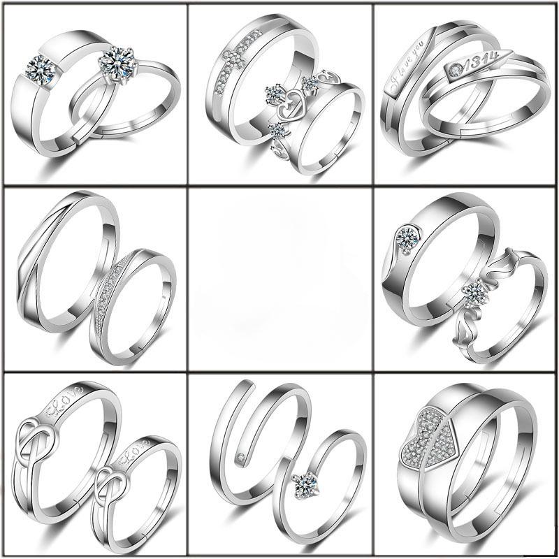 High-grade Fashion Trends Differences with Personalised Glitter and Lustre Ring Female Proposal Wedding Open Ring Couple Ring Jewellery