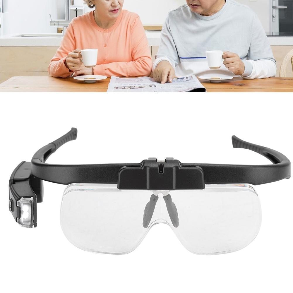 4.5x Налобная лупа Регулируемые светодиодные увеличительные очки для чтения книг и газет