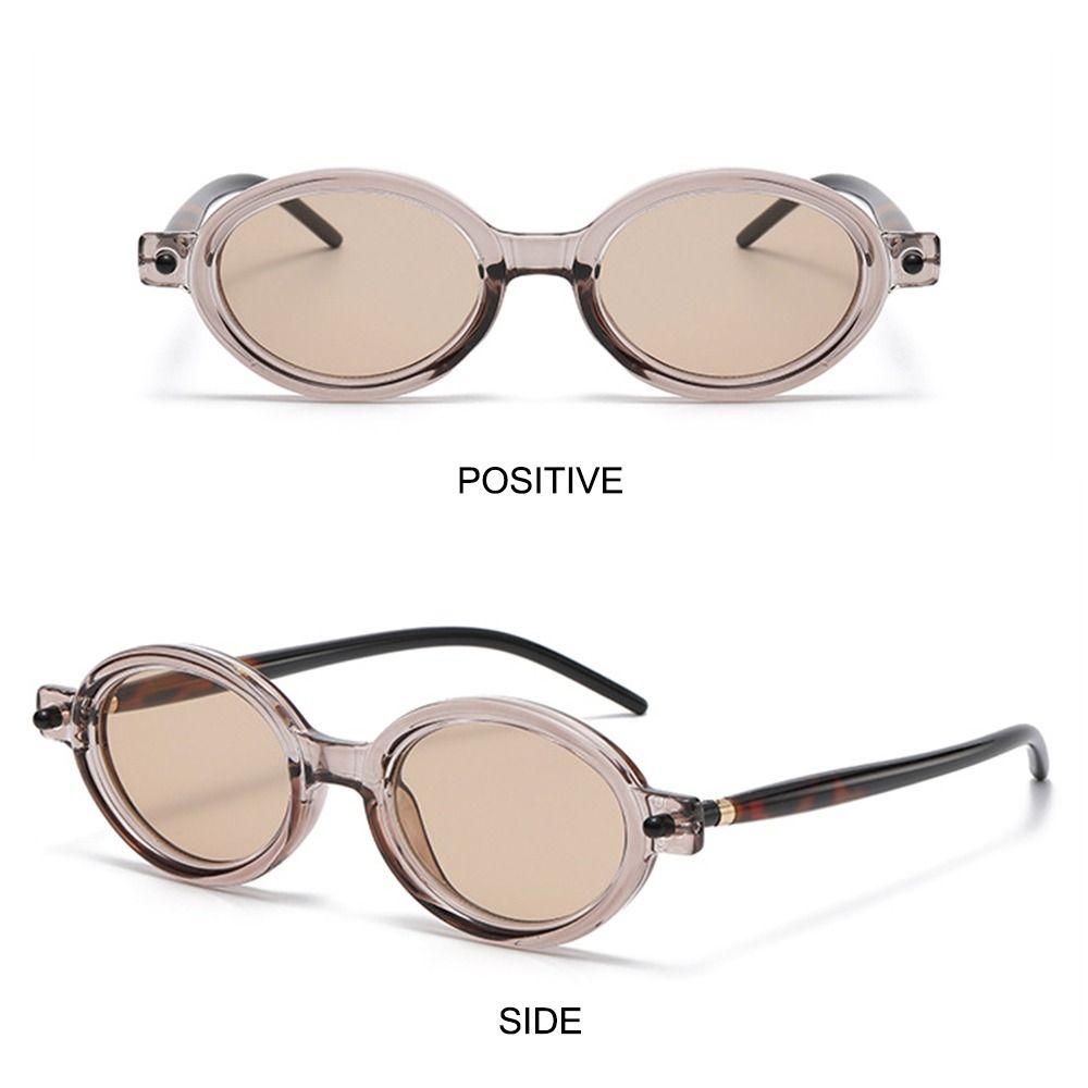 Literary Small Oval Sunglasses Punk Beach/Travel/Streetwear Glasses Flat Glasses for Women & Men