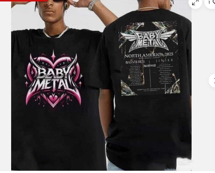 Babymetal Североамериканский тур 2025 Даты Футболка с принтом с двух сторон Подарок Полный размер