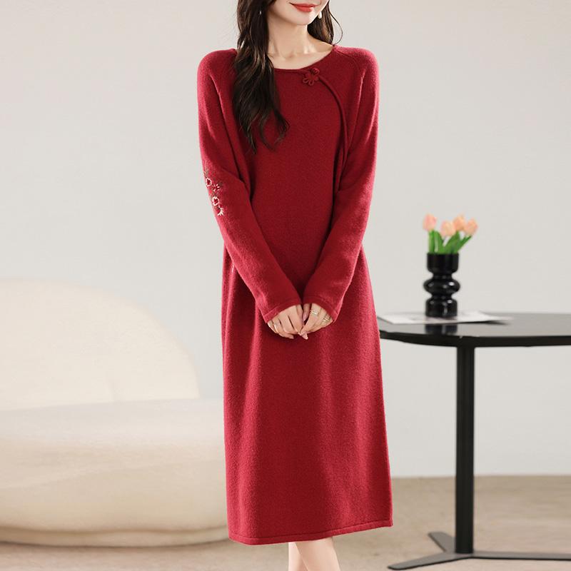 Женское кашемировое платье Qinghe кашемир 30% кашемир 70% шерсть осенне-зимняя кашемировая юбка мягкая и теплая