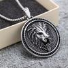 1 Vintage Lion Head Pendant - A sturdy and durable 304 stainless steel necklace set with rhinestones and featuring a lion's face design.