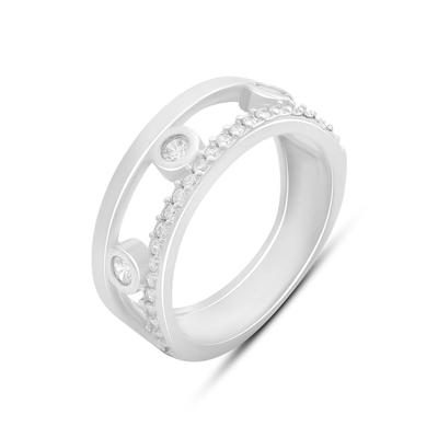Серебряное кольцо с фианитами, вес изделия 3,81 гр (2190523)