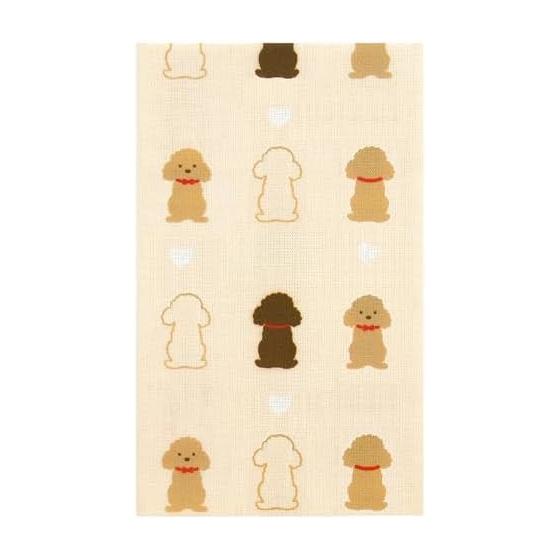 Hamamonyo Tenugui Towel - Toy Poodle Print, 100% Cotton, Approx. 34cm x 90cm, Raw Edge